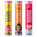 Vitamin C with Skin Care and Hairfall Control Bundle By Chicnutrix - Japanese Glutathione, Natural Vitamin C, Zinc for spotless and clear skin, No Added Sugar, 20 effervescent tablets each, Multi Flavor