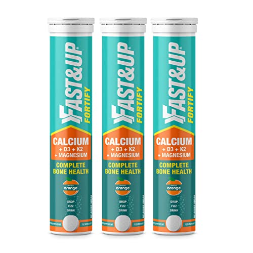 Fast&Up Fortify (60 Effervescent Tablets) - Calcium with Essential Vitamin D3 for Complete Health Support - Vitamin D3, Calcium & Magnesium Combination for Better Absorption- Orange Flavour