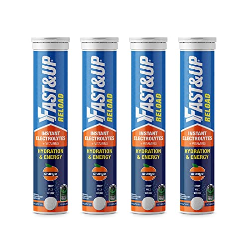 FAST&UP Reload electrolyte energy and hydration - sports drink - 80 effervescent tablets - Orange flavour - Pack of 4